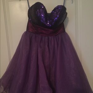 Purple strapless dress
